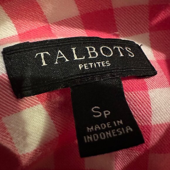 TALBOTS WOMENS PINK PLAID SHIRT LONG SLEEVE BUTTON UP SMALL PETITE - Picture 7 of 8